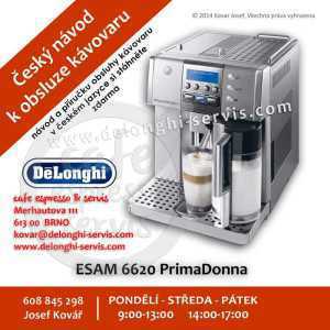 Manuál, návod a příručka obsluhy CZ v českém jazyce pro automatický espresso kávovar DeLonghi