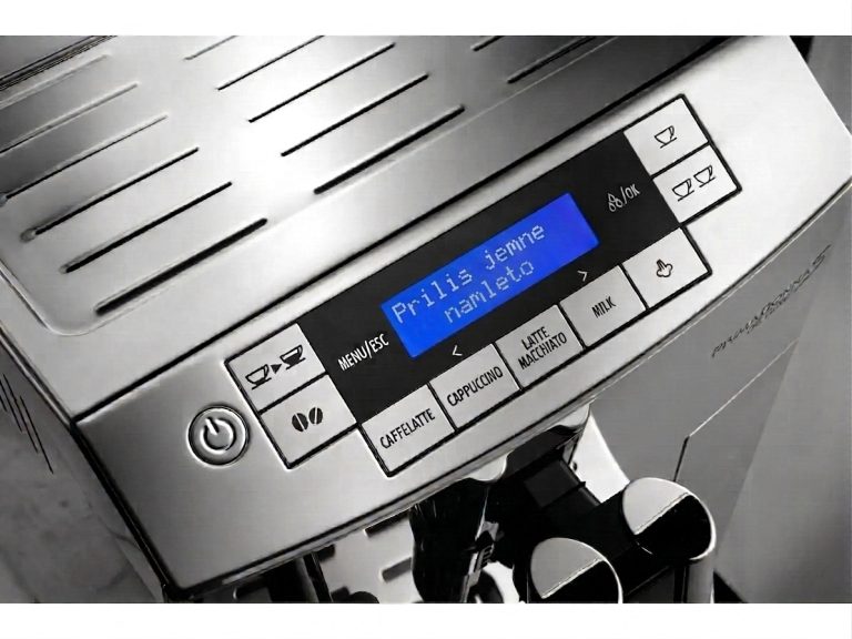 Profesionální servis kávovarů DeLonghi v Brně a Pardubicích | Opravy, náhradní díly a pronájem 3 Displej kávovaru zobrazující chybové hlášení: Příliš jemně namleto